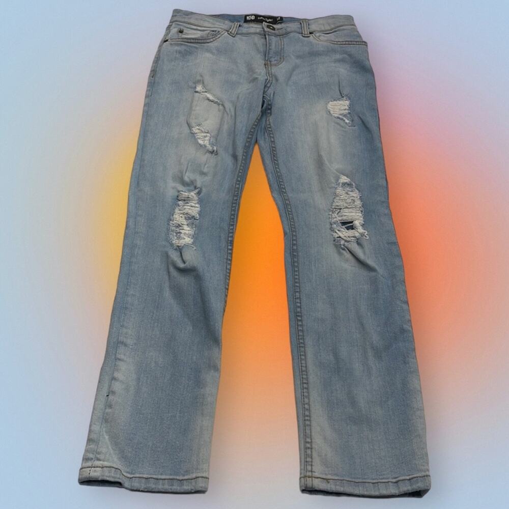 RSQ Women’s 12 Faded Distressed SUPER SKINNY Blue Jeans
